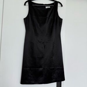 Black satin shift dress